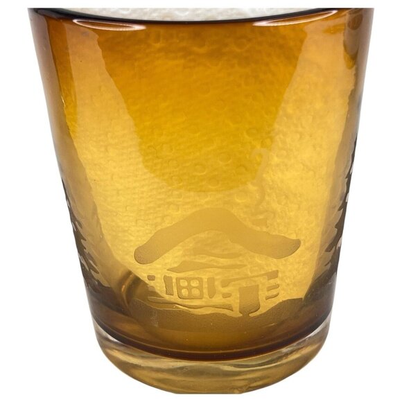 Homestudio Woodland Tumblers 4.25” Amber Etched Cabin Thick Glass Set of 2 - Picture 8 of 12